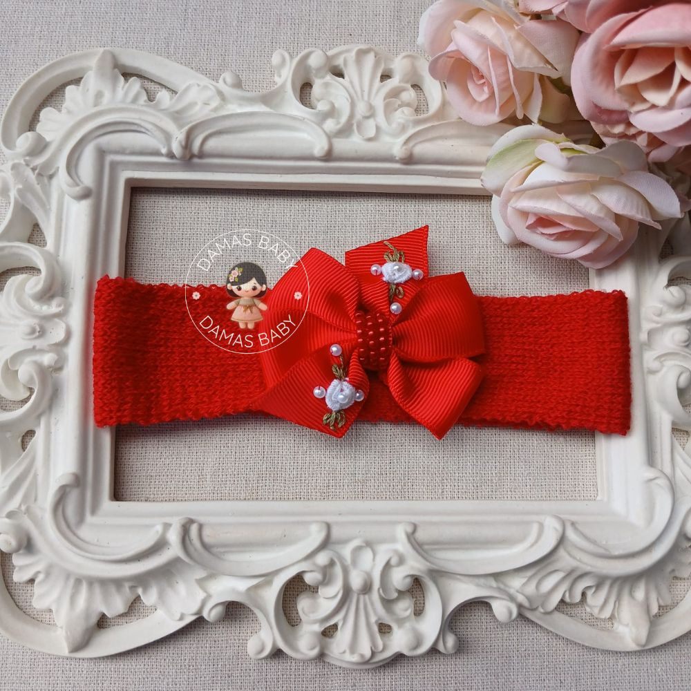 Faixa Zara Tricô Rococó Branco - Vermelho