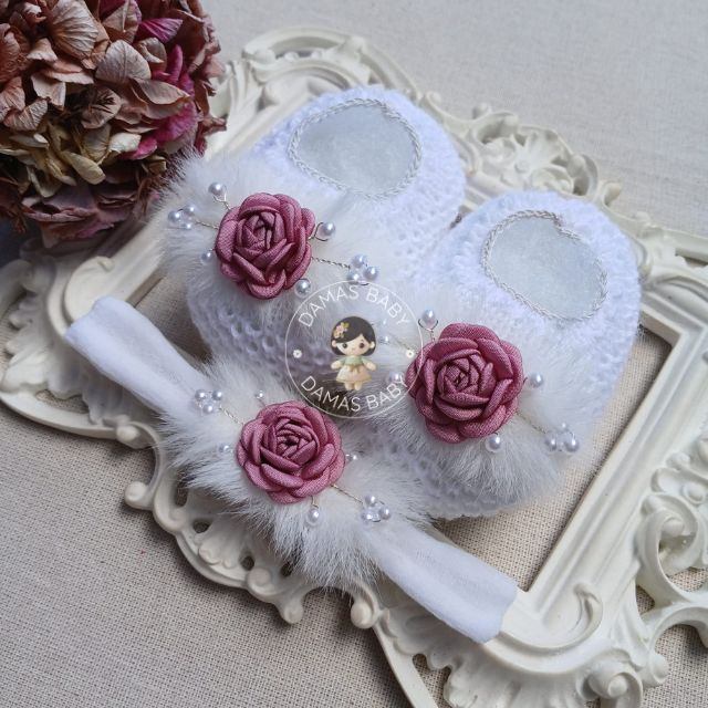 Freya Pompom Flor Arranjo - Branco com Rosê