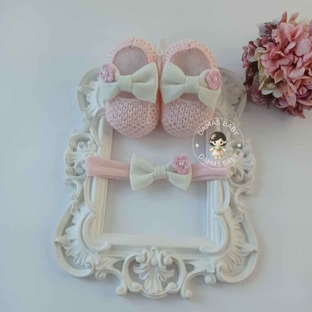 Mathilde Linho Flor Crochê - Rosa c/ Marfim