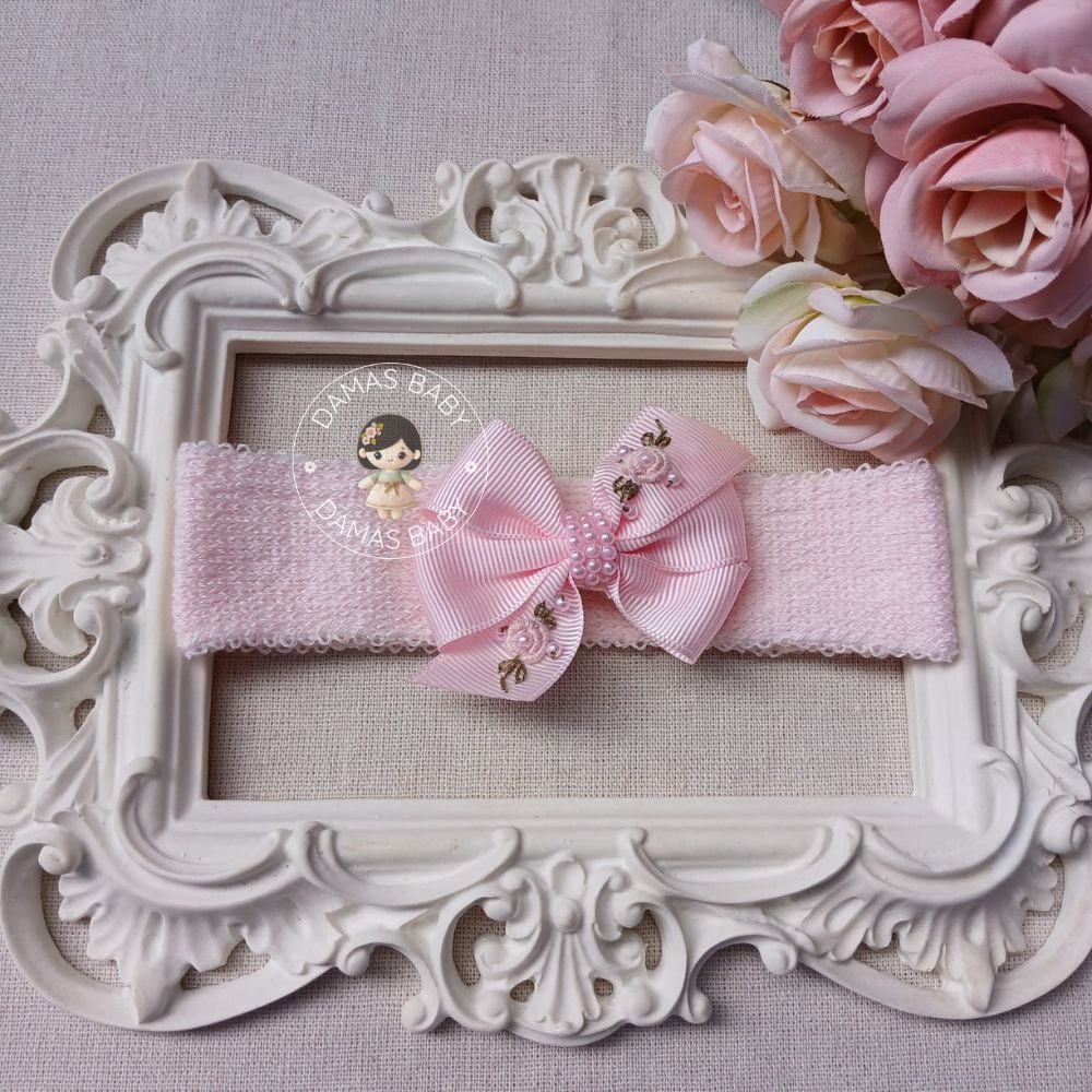 Faixa Zara Tricô Rococó Rosa Bebê