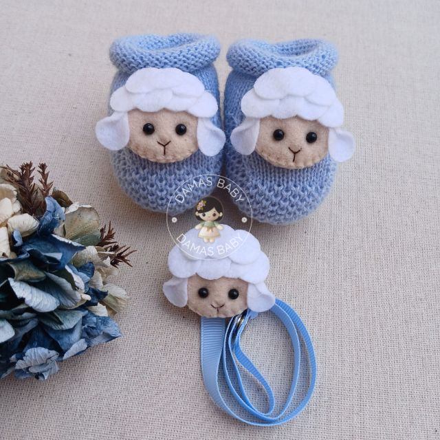 Ovelha Cabelinho Branco Bolinha - Azul Bebê