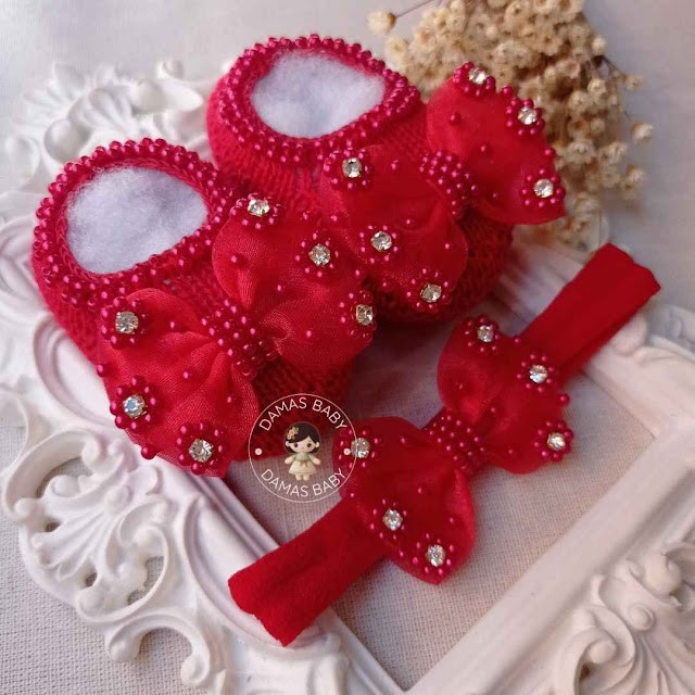Marjorie Organza Flor Pérola Strass - Vermelho