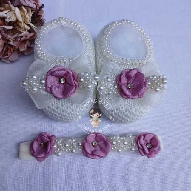Flórida Laço Organza Pérola Margarida Strass - Marfim c/ Rosê