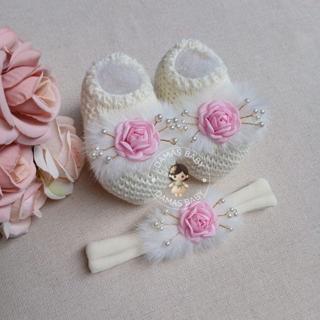 Freya Pompom Flor Arranjo - Marfim c/ Rosa