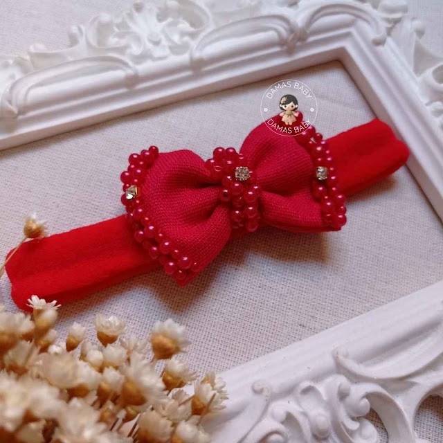 Faixa Isabelle Linho Pérola Strass - Vermelho