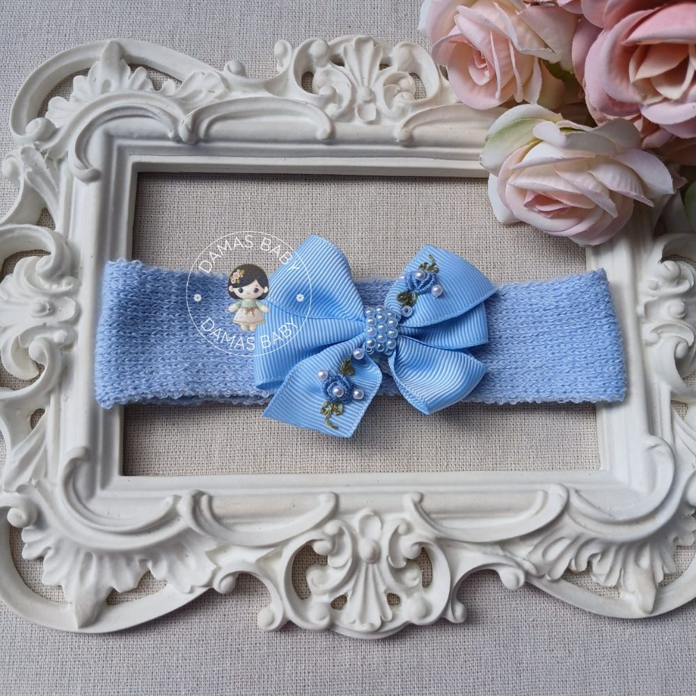 Faixa Zara Tricô Rococó Azul Bebê