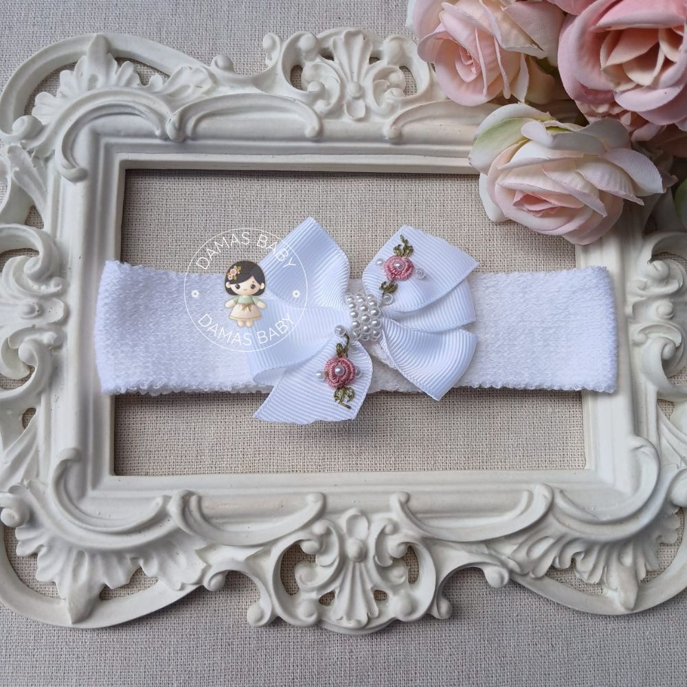 Faixa Zara Tricô Rococó Rosê - Branco